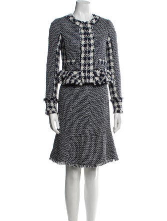 Tory Burch Tweed Pattern Beaded Accents Skirt Suit
