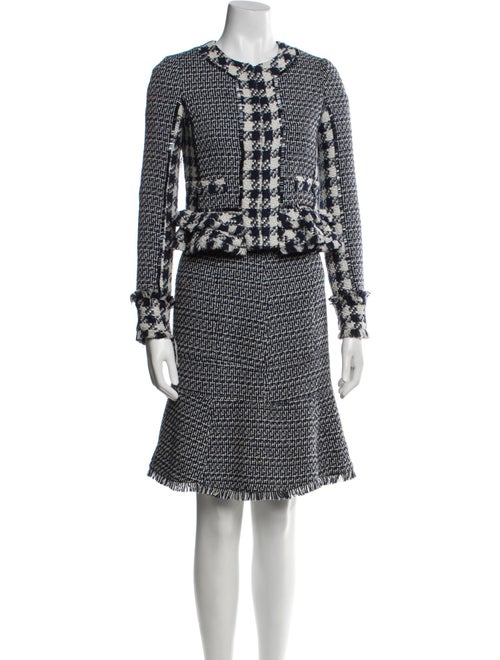 Tory Burch Tweed Pattern Beaded Accents Skirt Suit