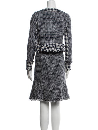 Tory Burch Tweed Pattern Beaded Accents Skirt Suit