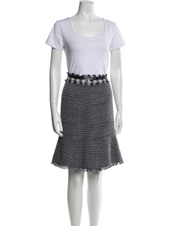 Tory Burch Tweed Pattern Beaded Accents Skirt Suit