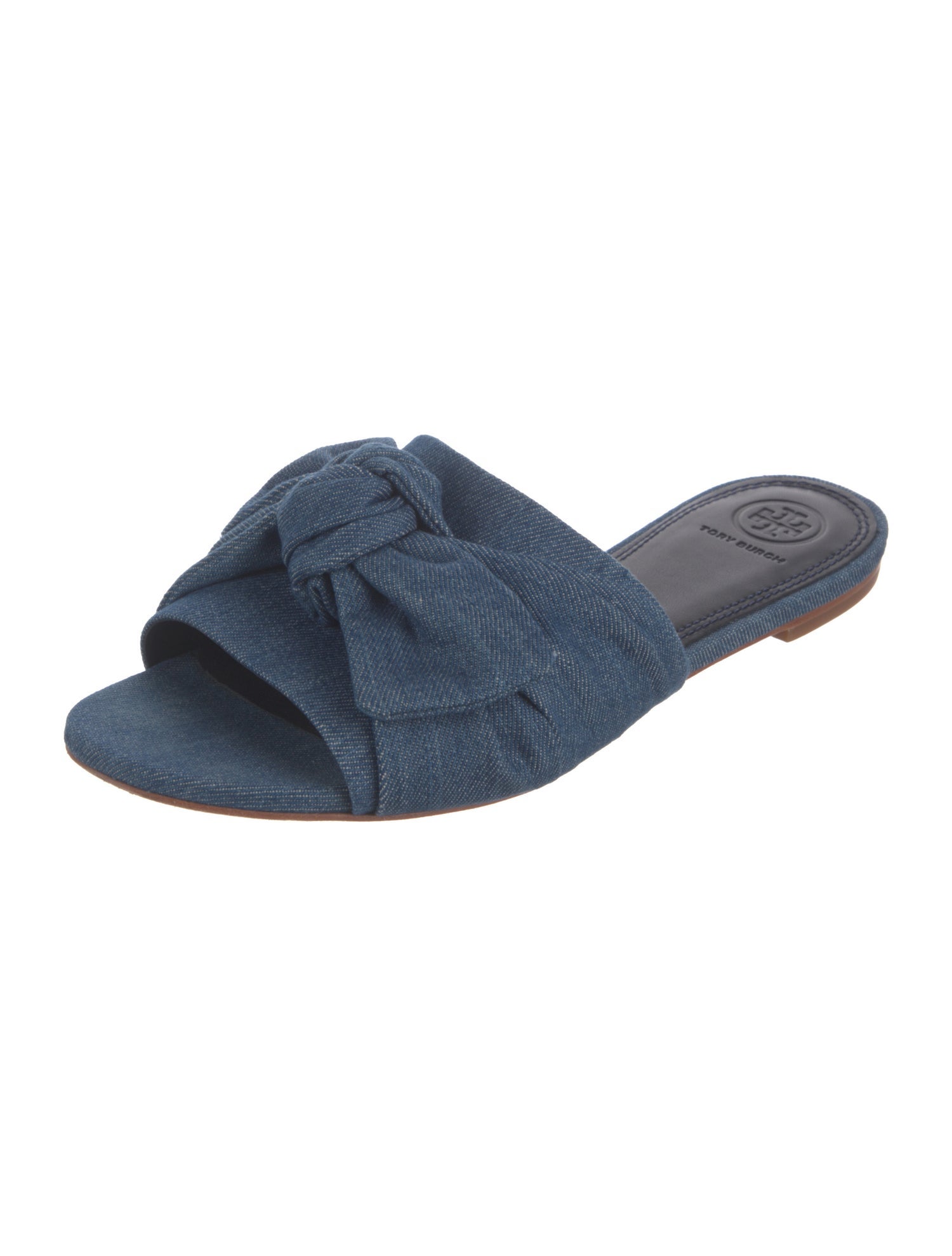 Tory Burch Denim Bow Accents Slides