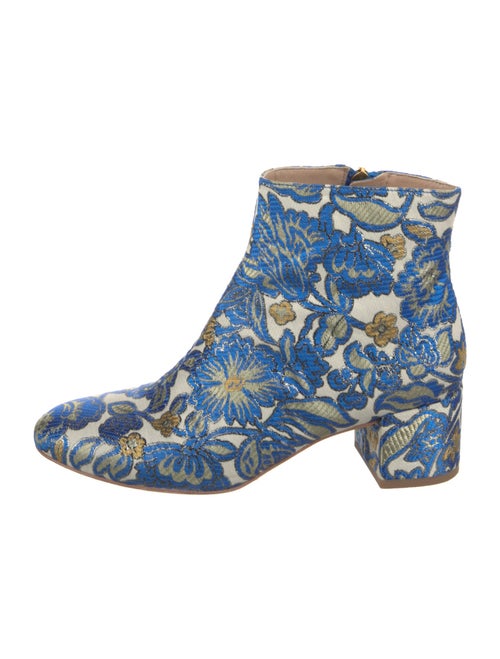 Tory Burch Floral Print Embroidered Accent Boots