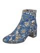 Tory Burch Floral Print Embroidered Accent Boots