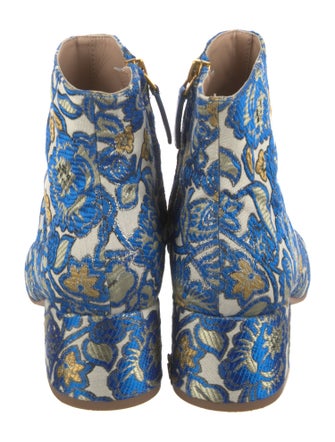 Tory Burch Floral Print Embroidered Accent Boots