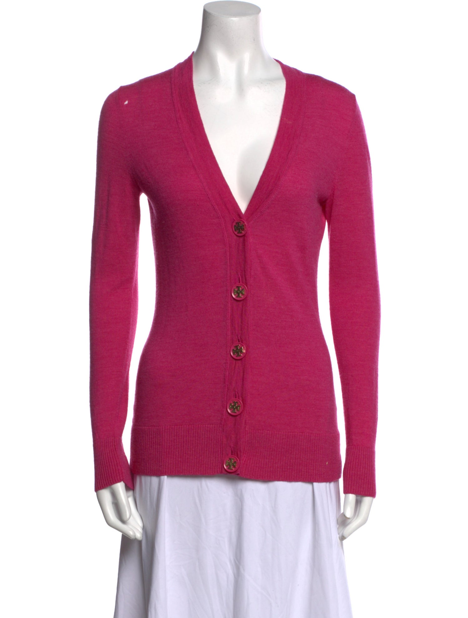 Tory Burch Merino Wool Plunge Neckline Sweater