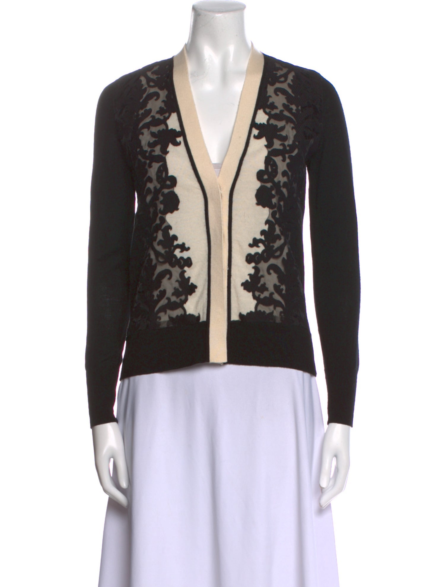 Tory Burch Printed V-Neck Sweater