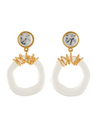 Tory Burch Wire Wrapped Door Knocker Drop Clip-On Earrings