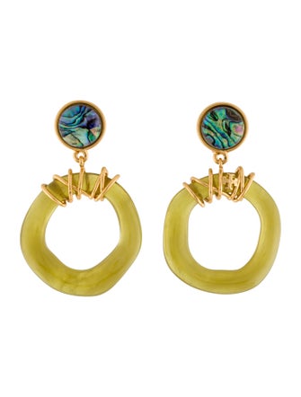 Tory Burch Wire Wrapped Door Knocker Drop Clip-On Earrings