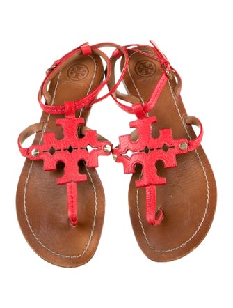 Tory Burch Leather Lasercut Accents T-Strap Sandals