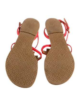 Tory Burch Leather Lasercut Accents T-Strap Sandals