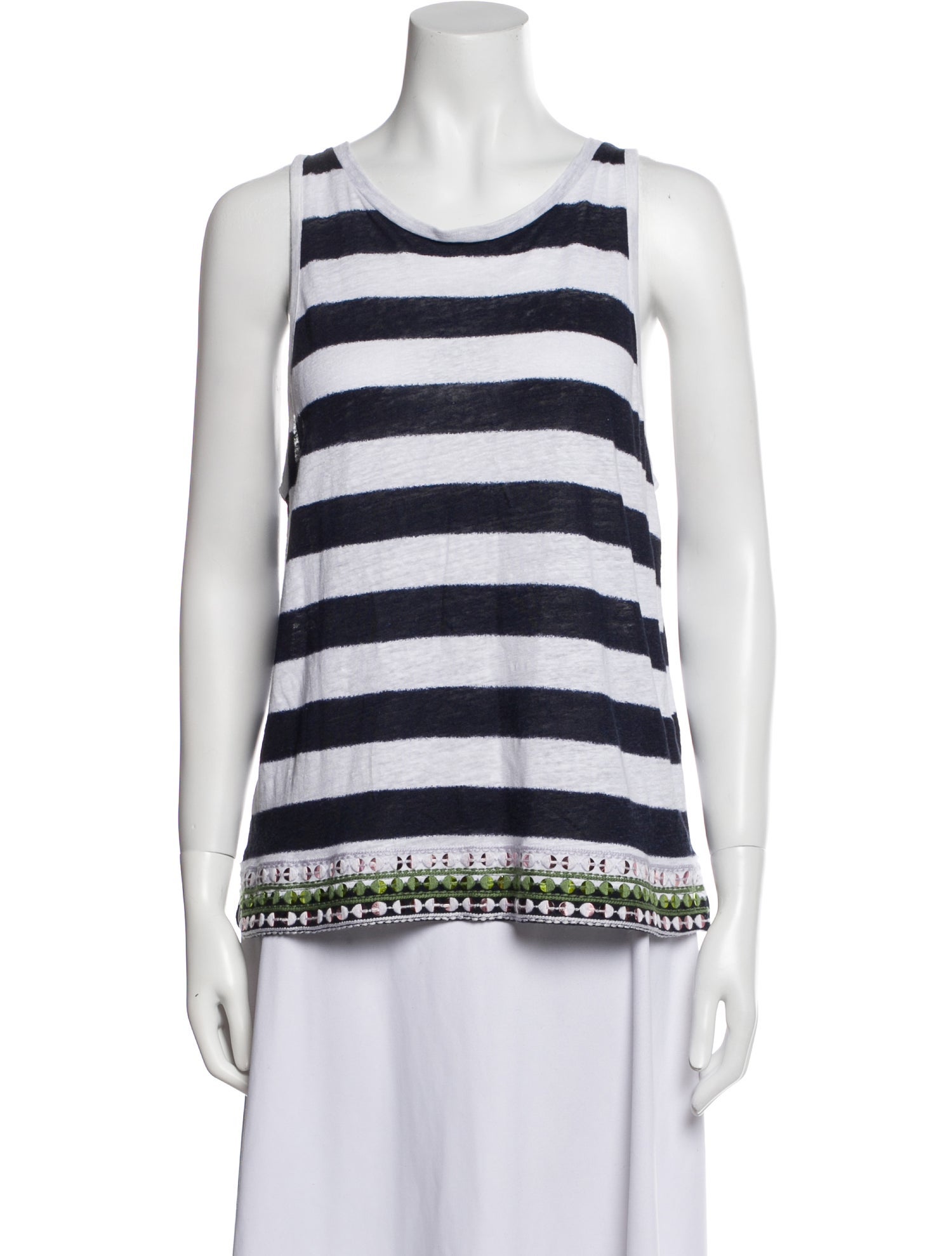 Tory Burch Linen Striped Top
