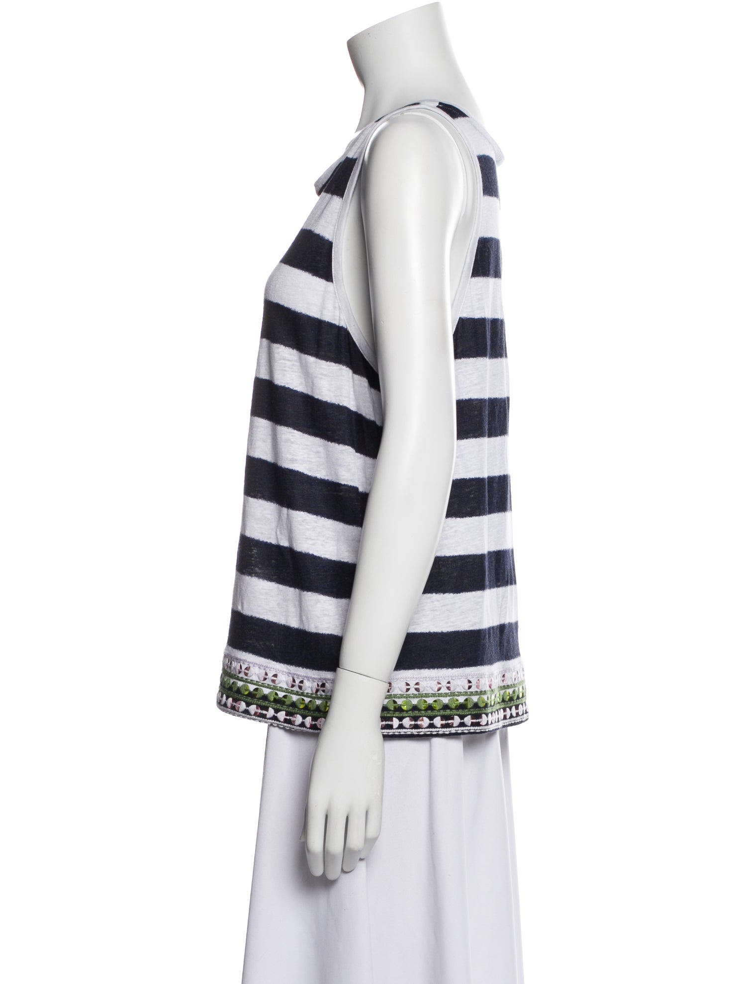 Tory Burch Linen Striped Top