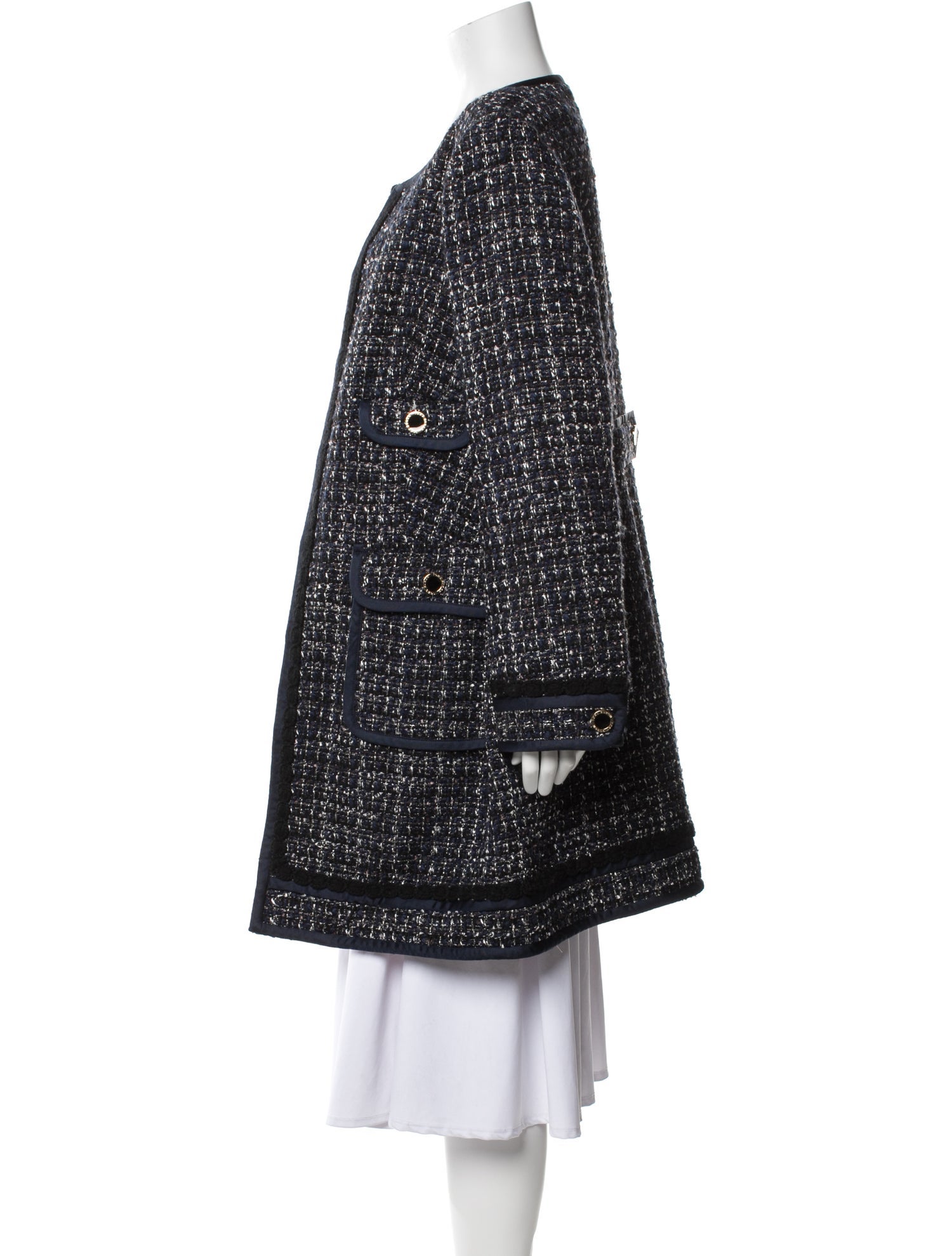Tory Burch Wool Tweed Pattern Coat