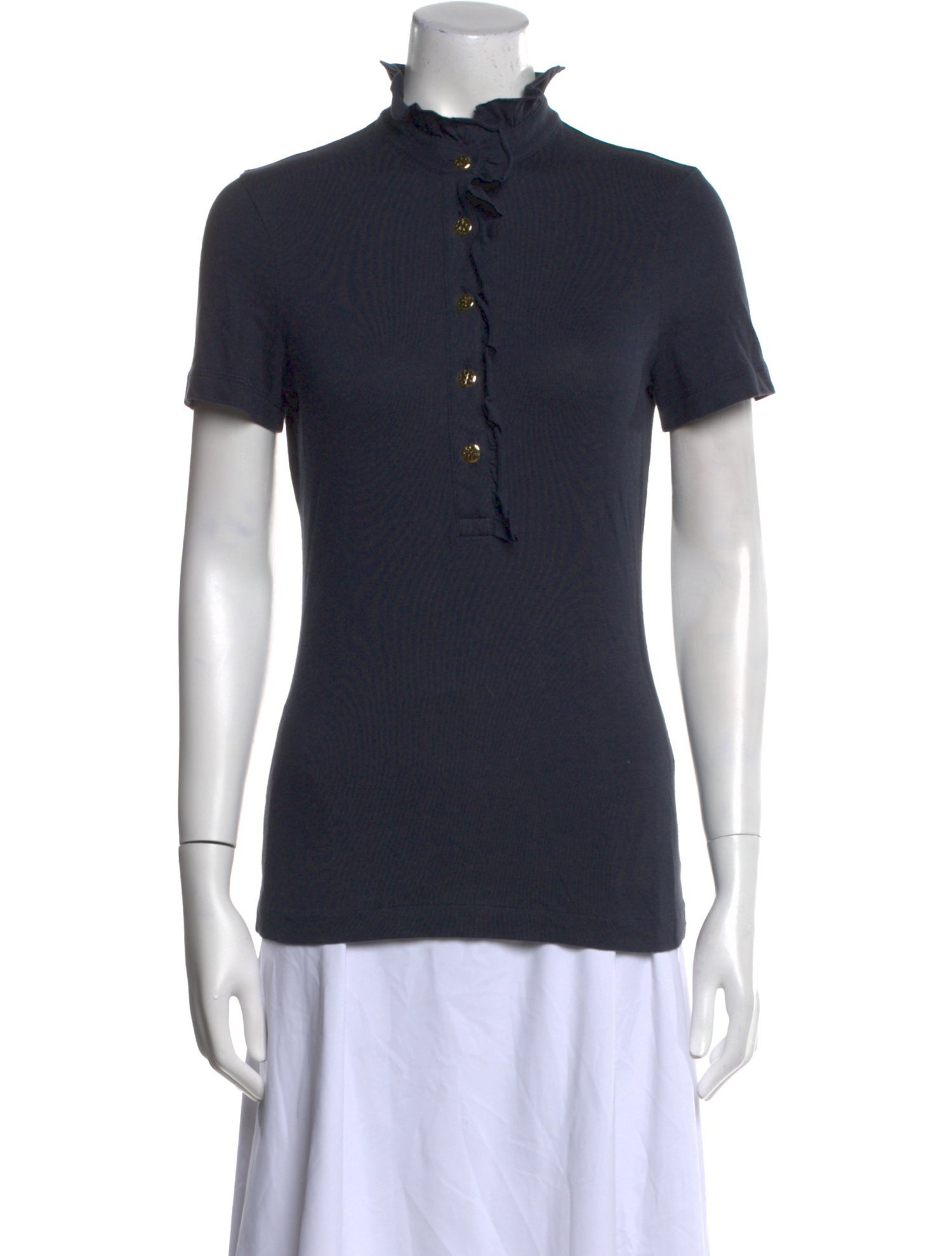 Tory Burch Mock Neck Short Sleeve Polo