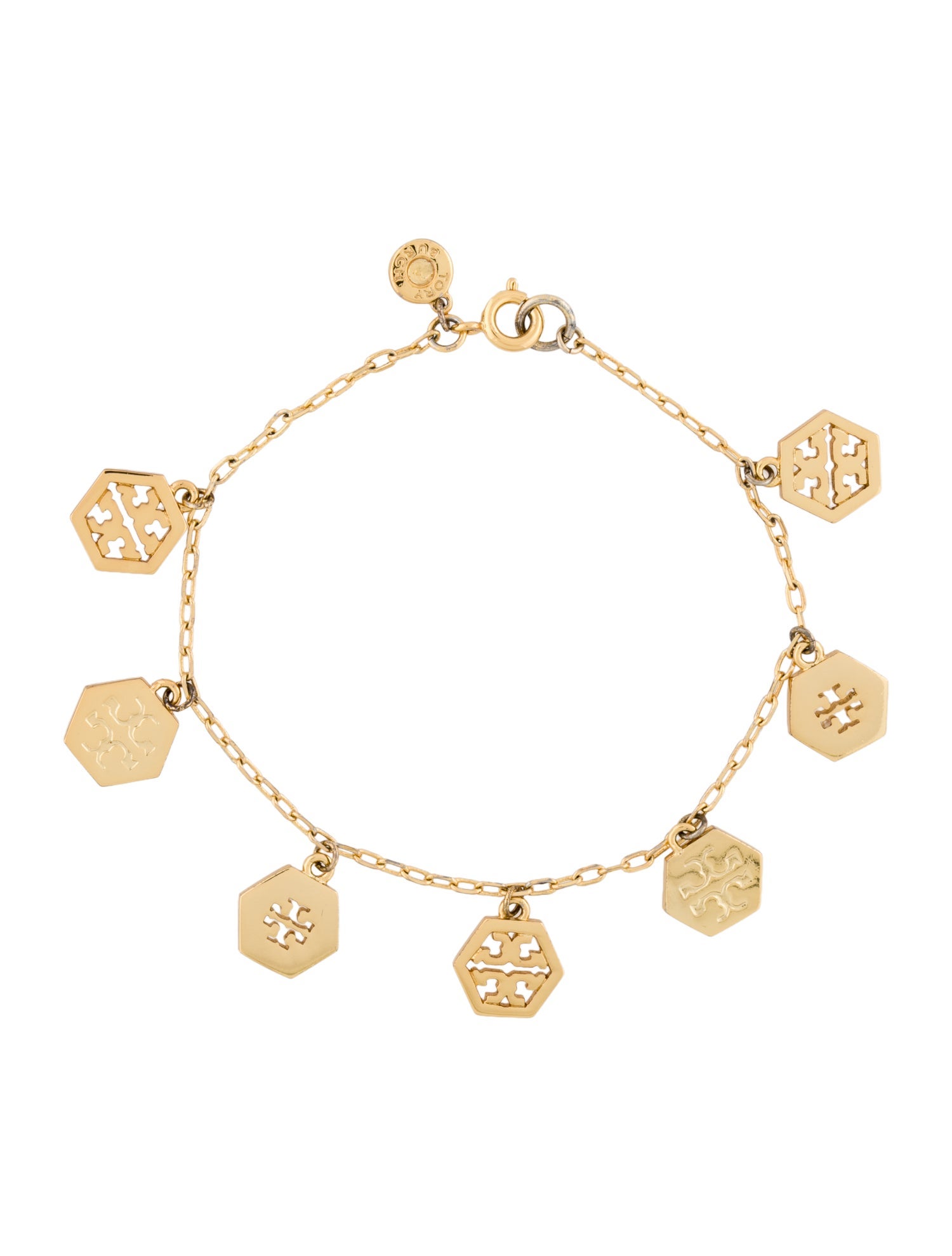 Tory Burch Hexagon Logo Charm Bracelet