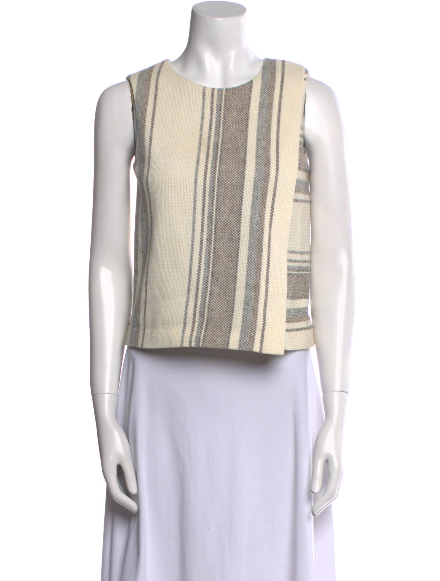 Tory Burch Striped Scoop Neck Crop Top