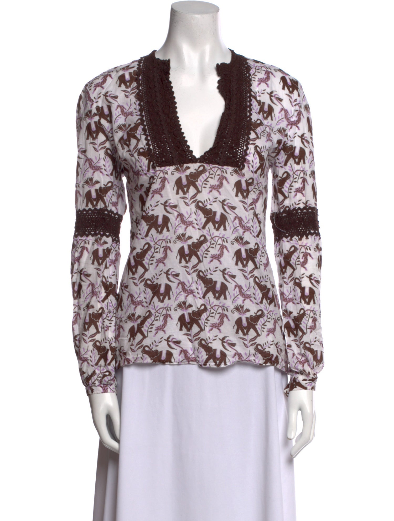 Tory Burch Printed V-Neck Blouse