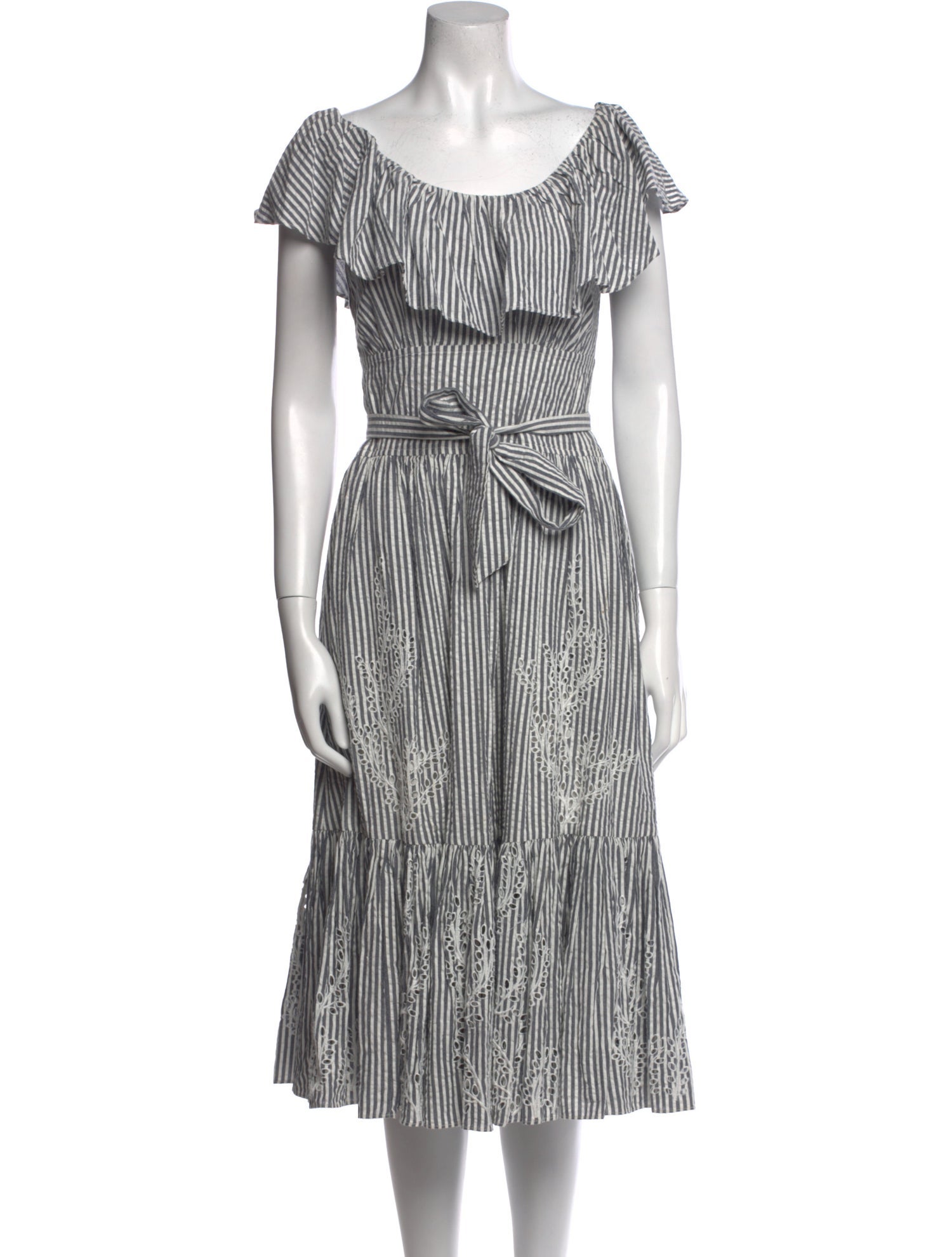 Tory Burch Striped Midi Length Dress