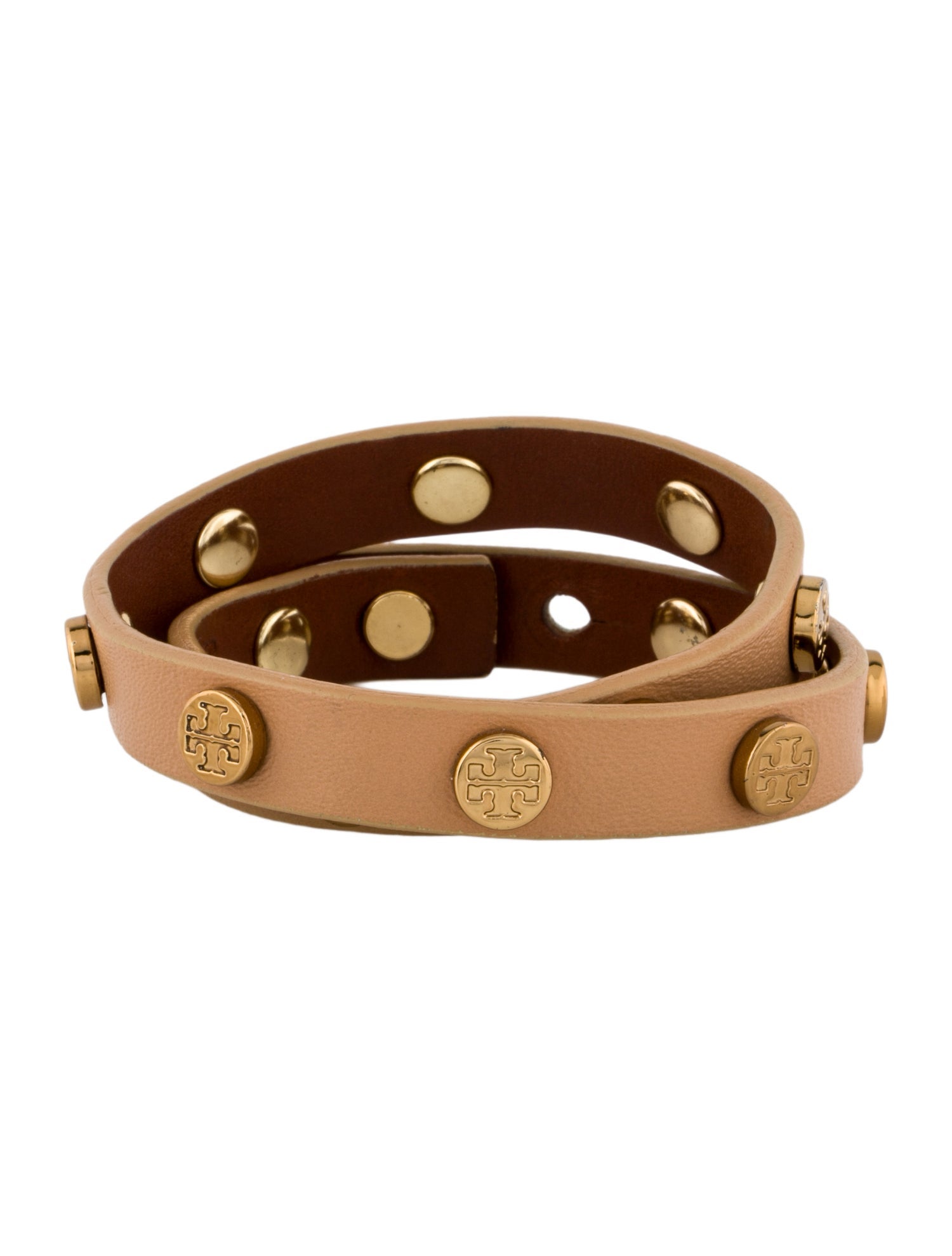 Tory Burch Leather Studded Double Wrap Bracelet
