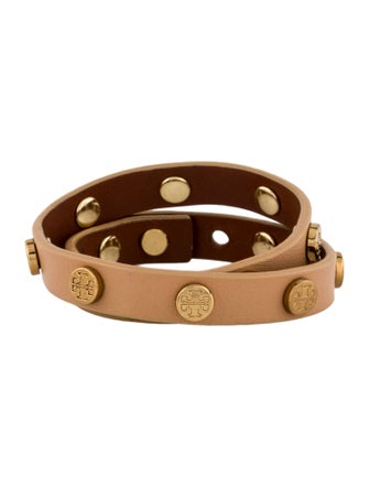 Tory Burch Leather Studded Double Wrap Bracelet