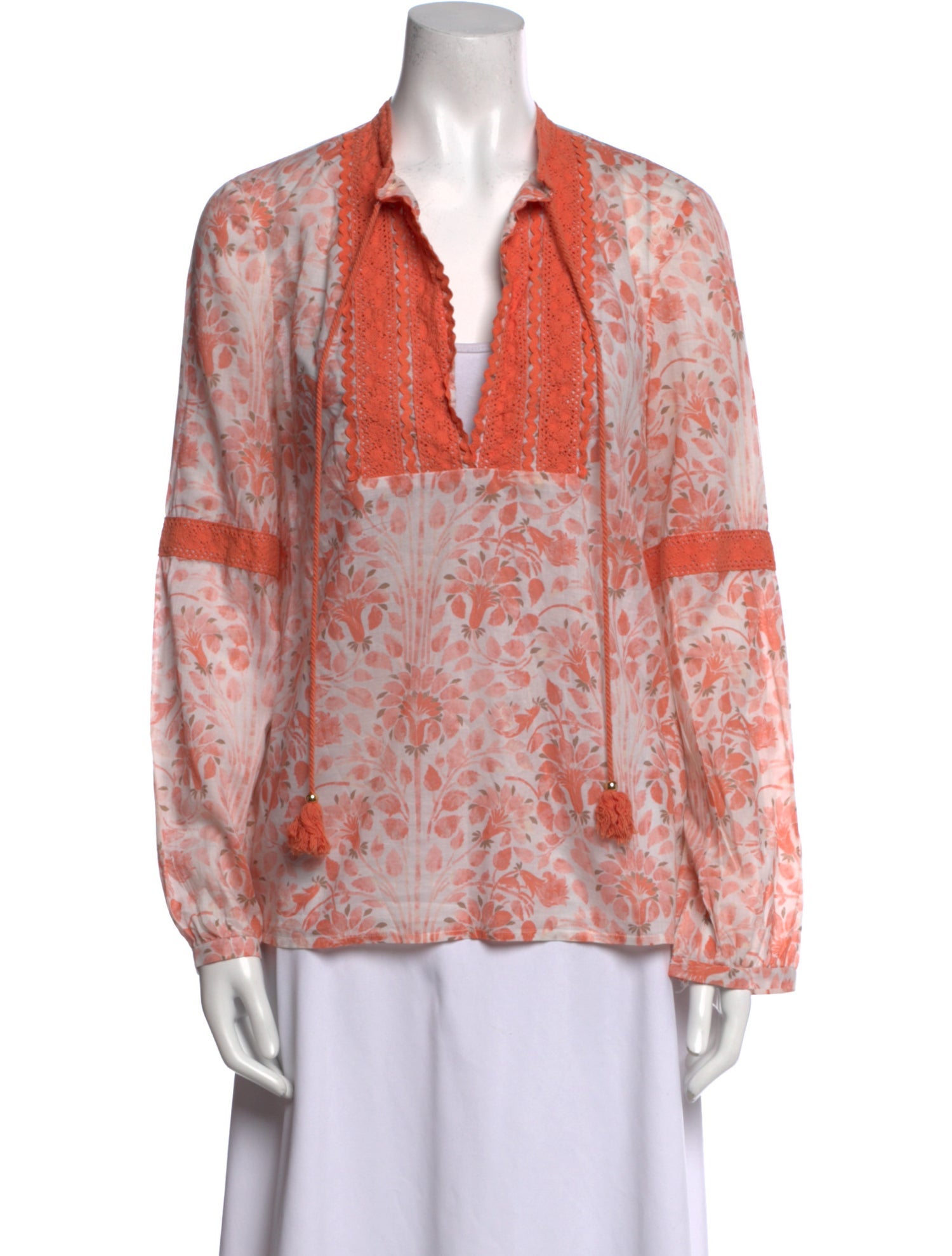 Tory Burch Floral Print V-Neck Blouse
