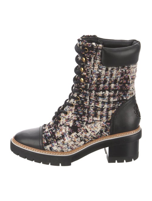 Tory Burch Tweed Tweed Pattern Combat Boots