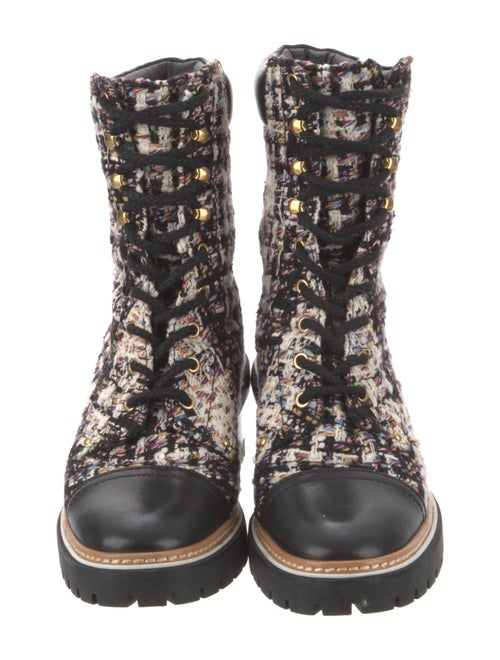 Tory Burch Tweed Tweed Pattern Combat Boots