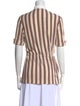 Tory Burch Striped Mock Neck Button-Up Top