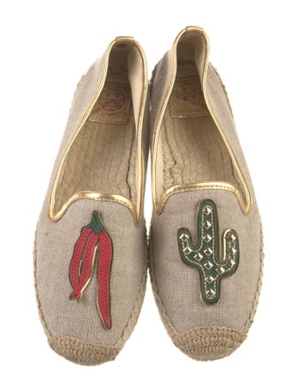 Tory Burch Canvas Studded Accents Espadrilles