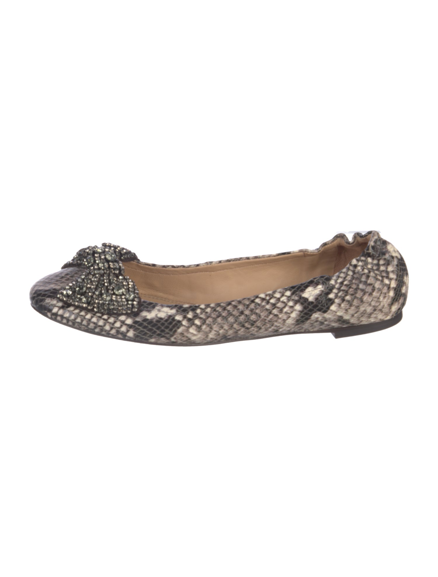 Tory Burch Leather Animal Print Ballet Flats