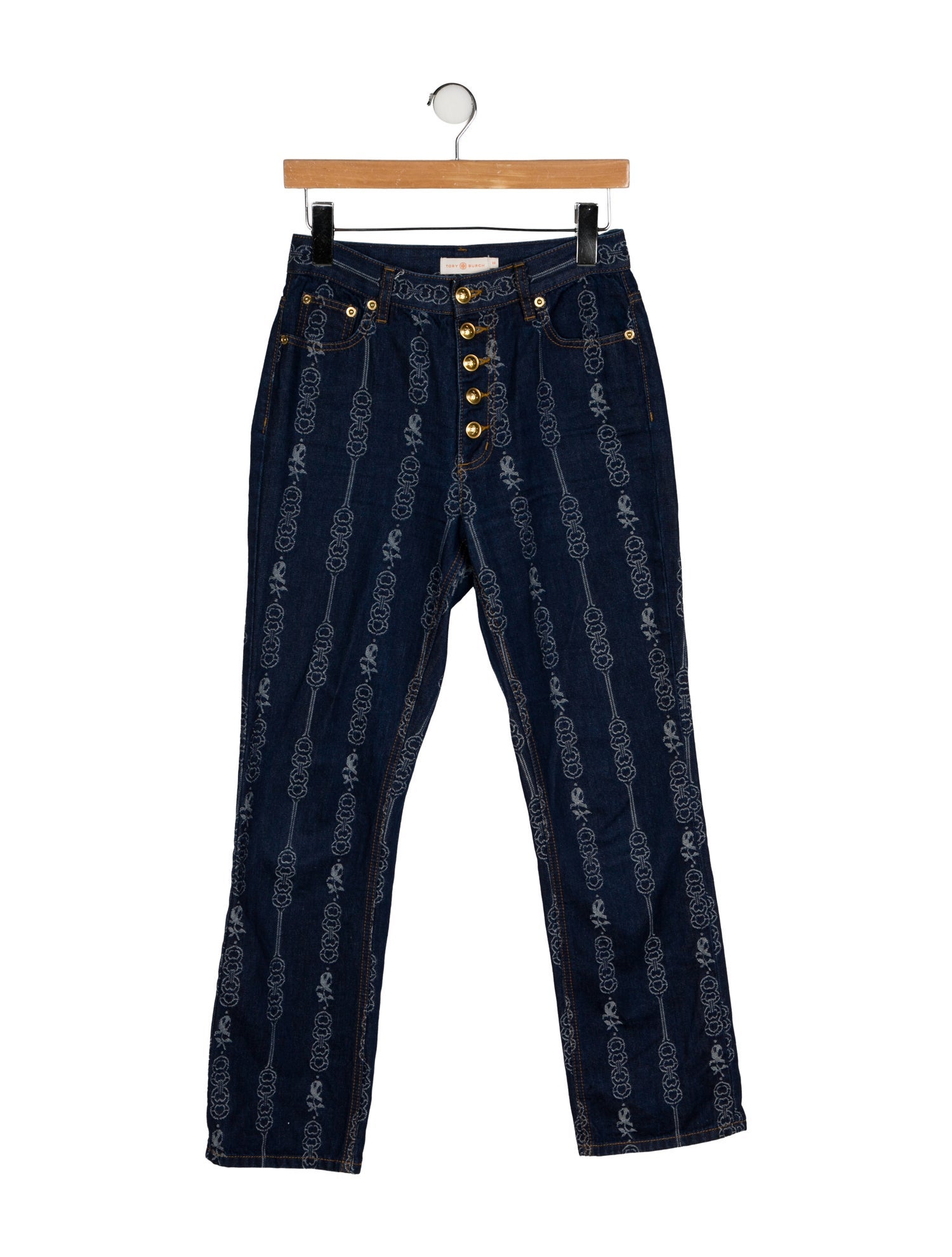 Tory Burch Mid-Rise Straight Leg Jeans