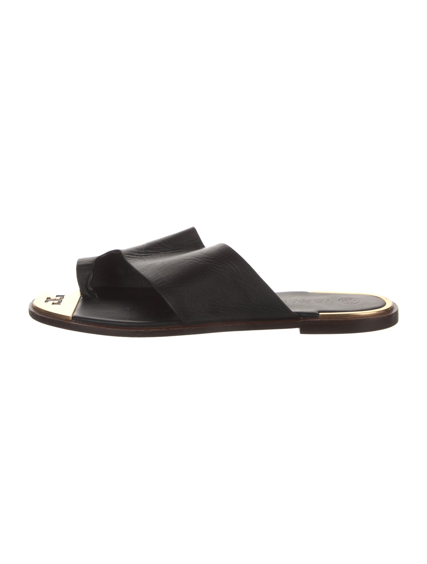Tory Burch Signature Logo Leather Slides