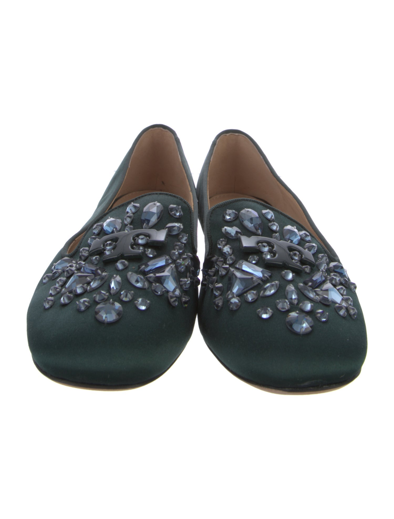 Tory Burch Satin Crystal Embellishments Loafers
