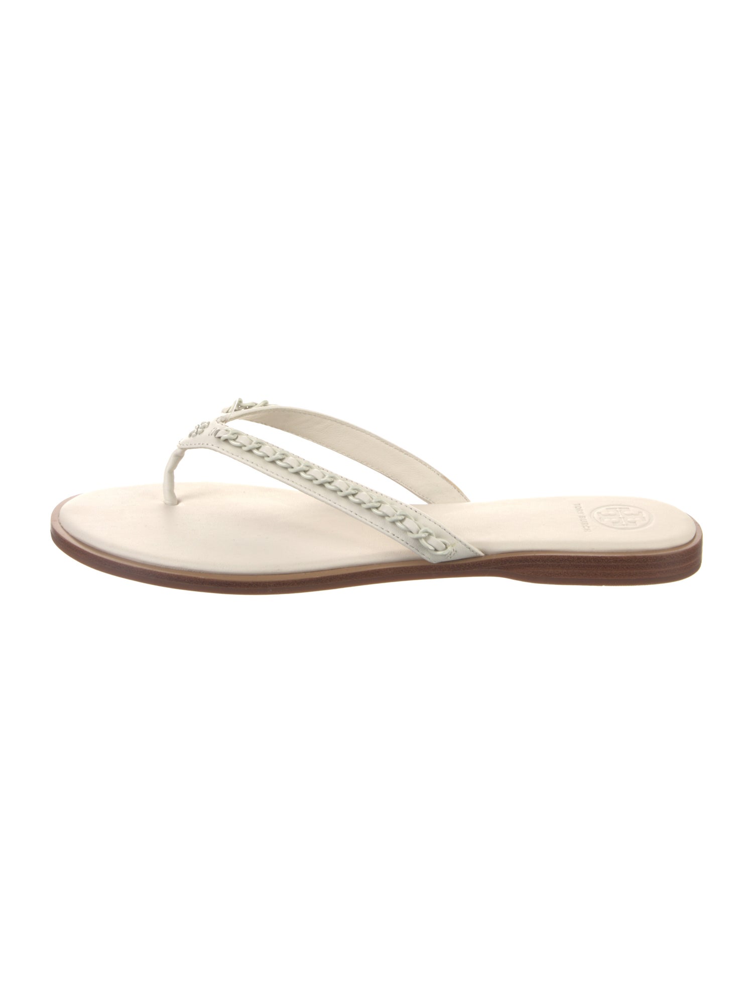 Tory Burch Leather Chain-Link Accents Flip Flops w/ Tags