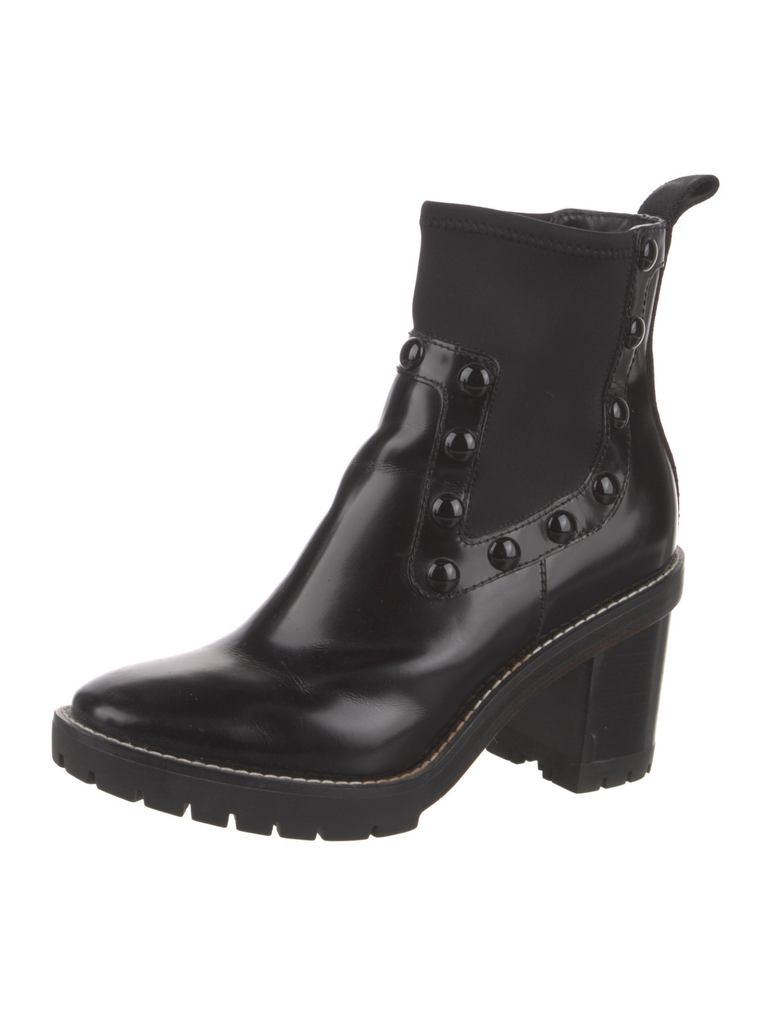 Tory Burch Leather Studded Accents Chelsea Boots
