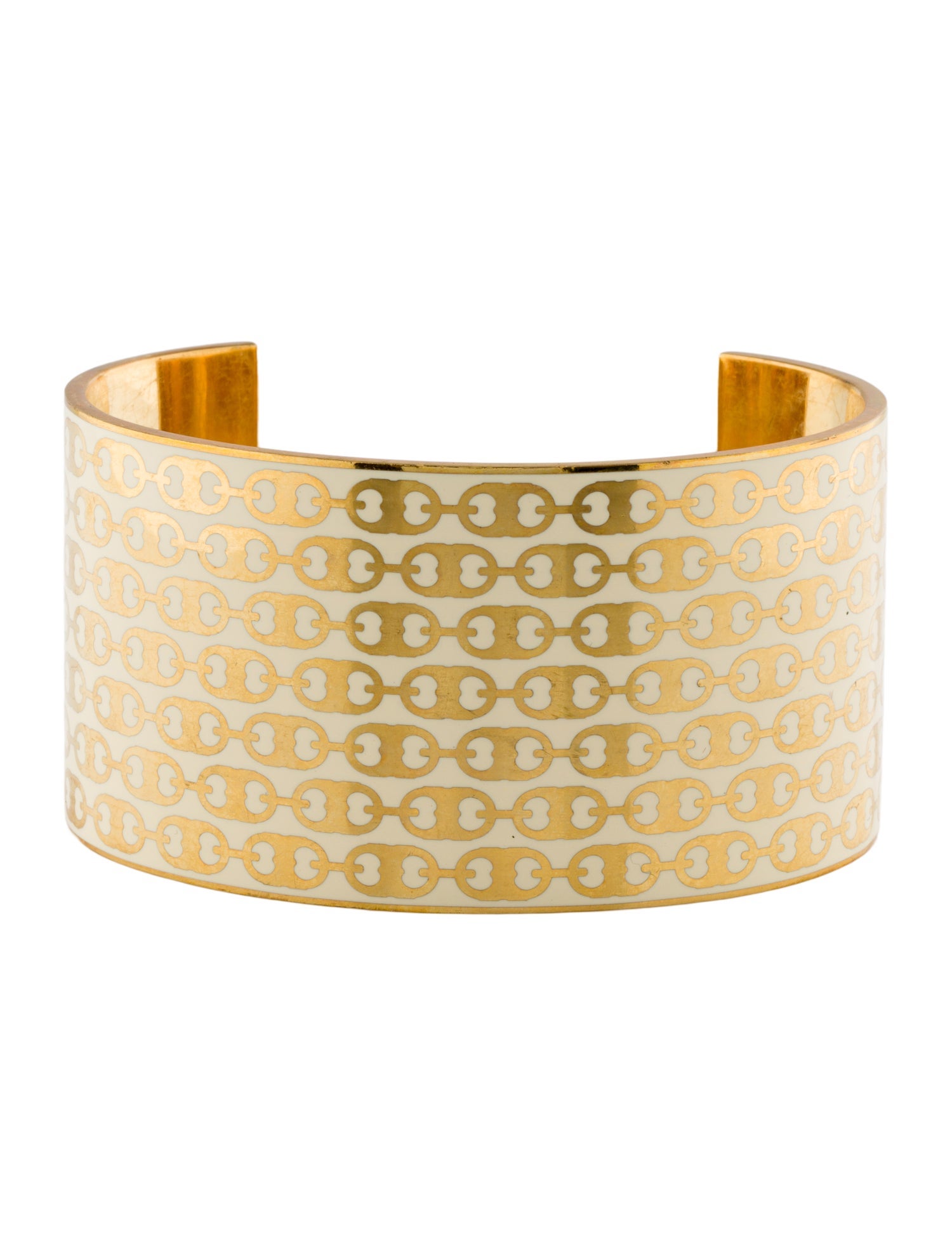 Tory Burch Enamel Printed Gemini Link Cuff Bracelet