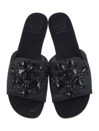 Tory Burch Satin Beaded Accents Slides