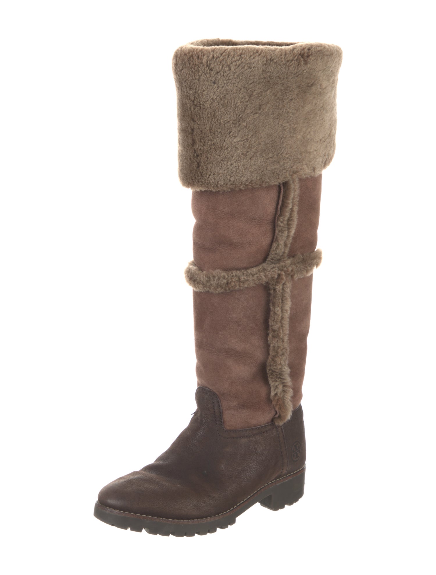 Tory Burch Suede Colorblock Pattern Rain Boots