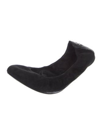 Tory Burch Suede Leather Trim Embellishment Ballet Flats