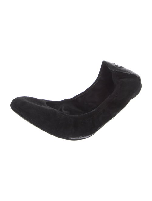 Tory Burch Suede Leather Trim Embellishment Ballet Flats