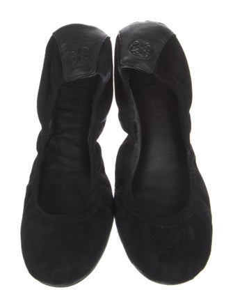 Tory Burch Suede Leather Trim Embellishment Ballet Flats