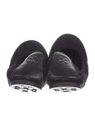 Tory Burch Suede Leather Trim Embellishment Ballet Flats