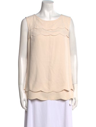 Tory Burch Bateau Neckline Sleeveless Blouse