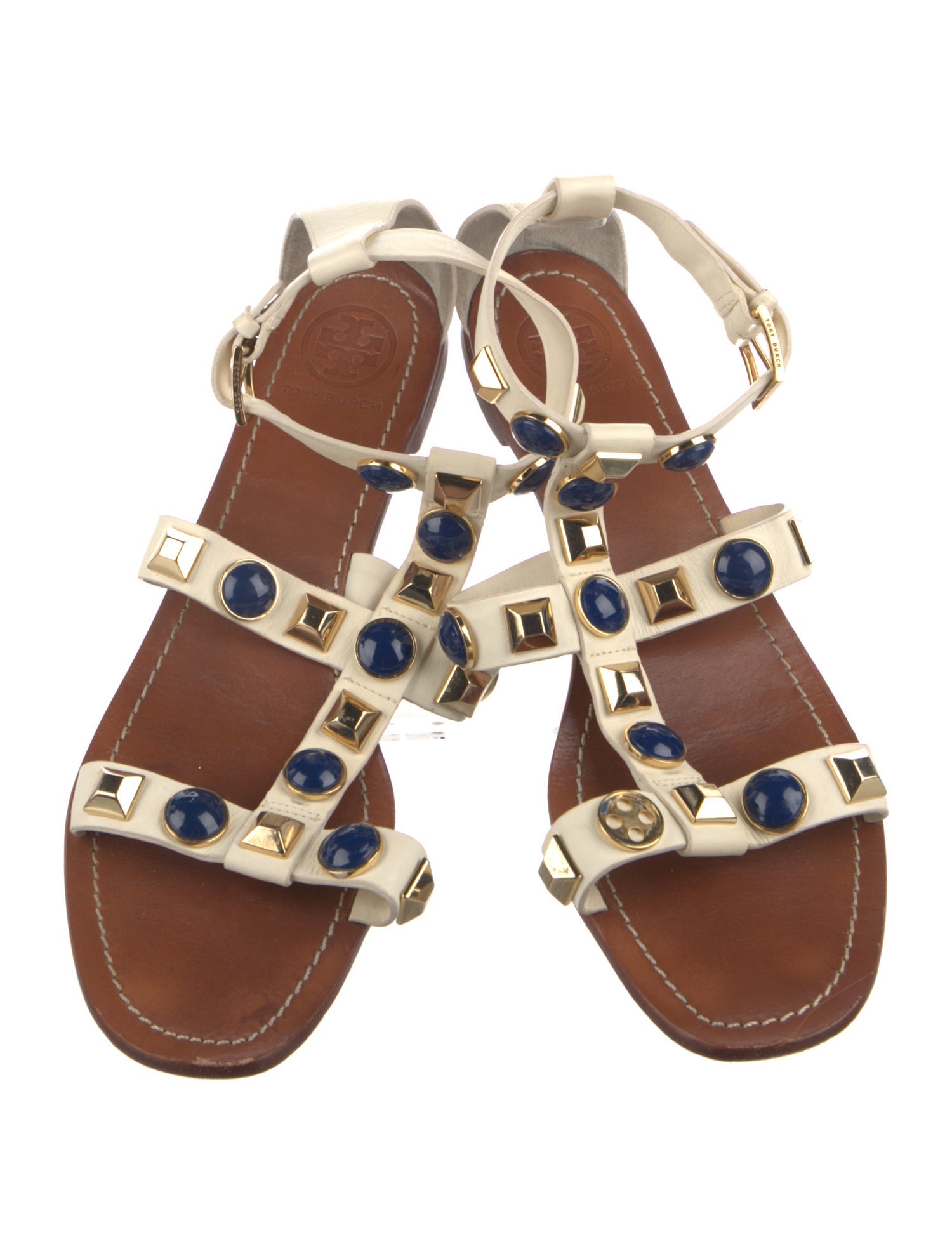 Tory Burch Leather Studded Accents Gladiator Sandals
