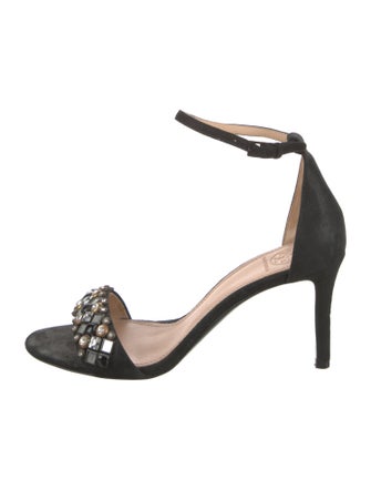 Tory Burch Suede Crystal Embellishments Sandals