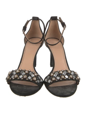 Tory Burch Suede Crystal Embellishments Sandals