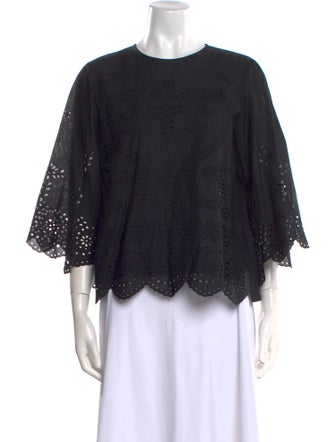 Tory Burch Crew Neck Three-Quarter Sleeve Blouse