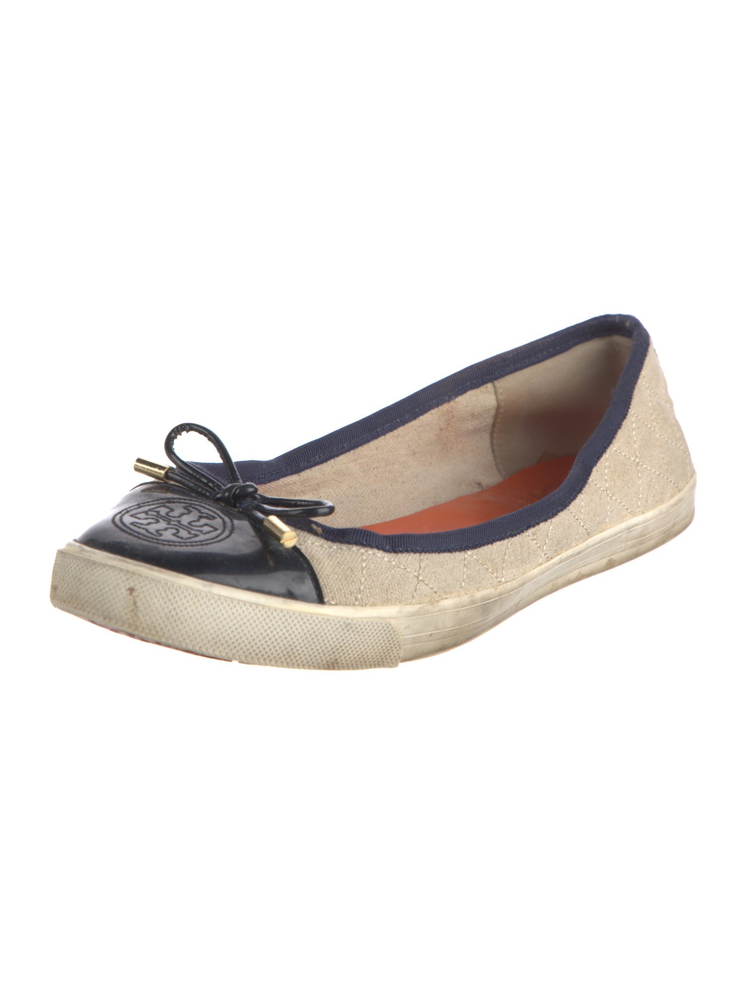 Tory Burch Canvas Colorblock Pattern Ballet Flats