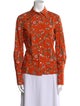 Tory Burch Floral Print Long Sleeve Button-Up Top