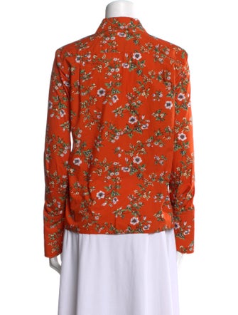 Tory Burch Floral Print Long Sleeve Button-Up Top
